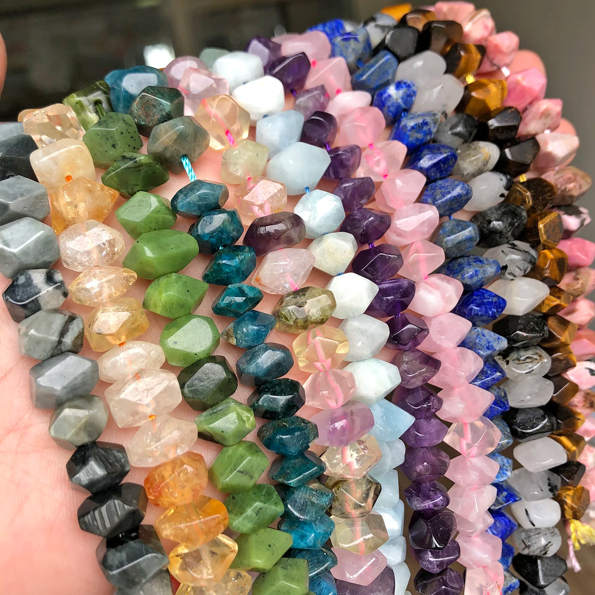 Beads Stones Rose Quartz-Style Apatite Opal Tiger Eye Irregular Craft Beads