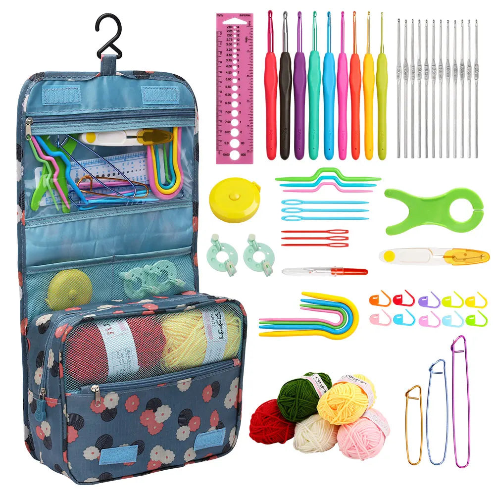 Crochet Hook Tool Set with Tote Organizer for Handmade Yarn Projects