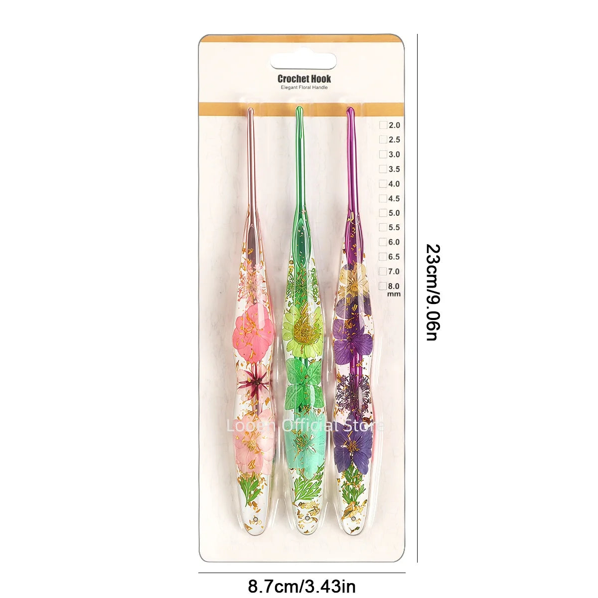 Crochet Hooks, Floral Resin Handles for Handmade Yarn & Weaving Crafts