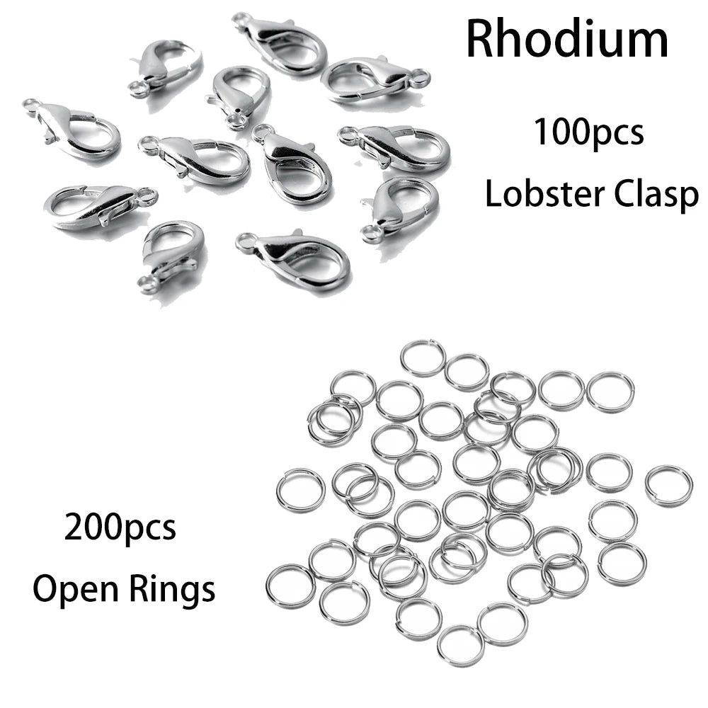 Jewelry Findings Kit Lobster Clasps Open Jump Rings DIY Jewelry Making