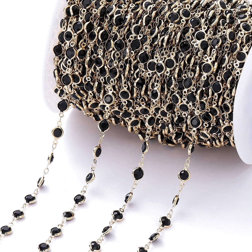 Metal Beads Colorful Crystal Beaded Chain Glass Necklace Chain Bracelet Supplies