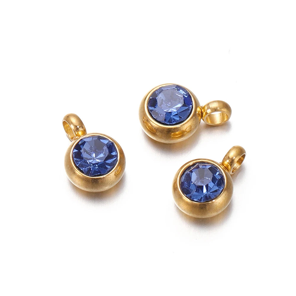 Earring Components Stainless Steel Birthstone Necklace Pendant Craft Supplies