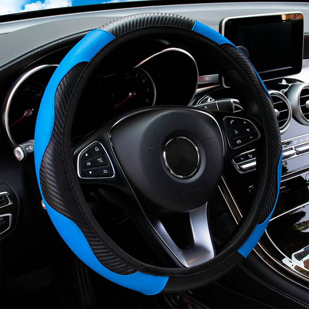 Steering Wheel Cover Carbon Fiber Steering Wheel Cover Anti-Slip Comfort
