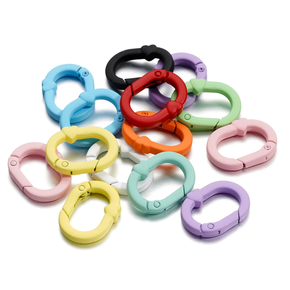 Spring Clasps Colorful Metal Oval Keyring Hooks DIY Jewelry Making