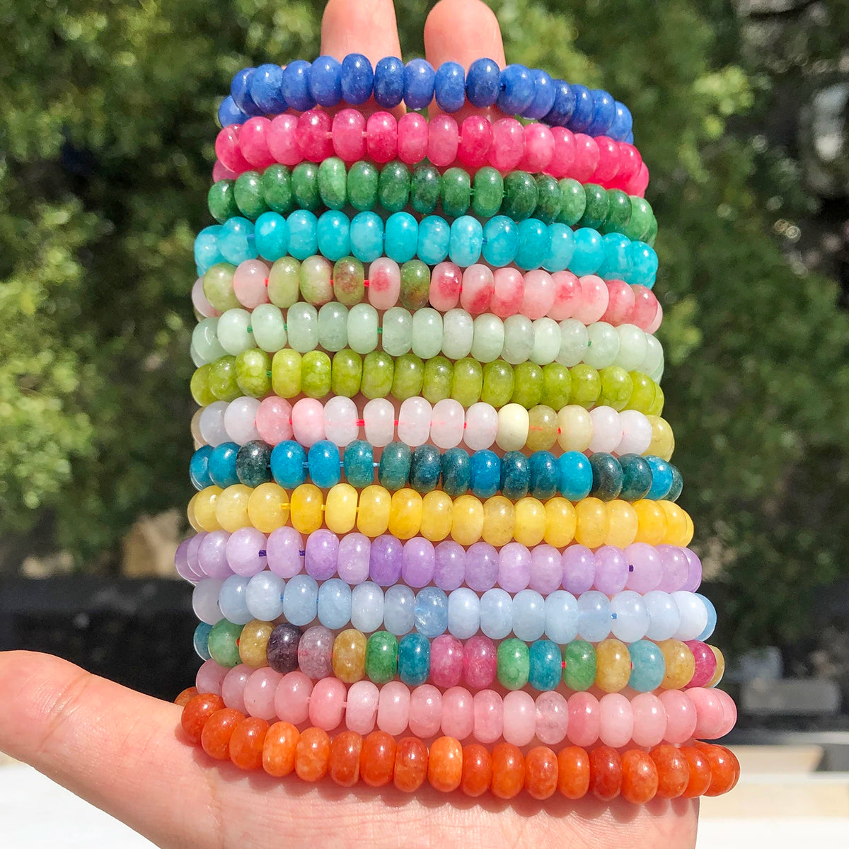 Stone Beads Rondelle Yellow Green Jade-Style for DIY Jewelry Making Craft Beads