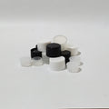 Black, white and translucent screw bottle caps and stopper inserts