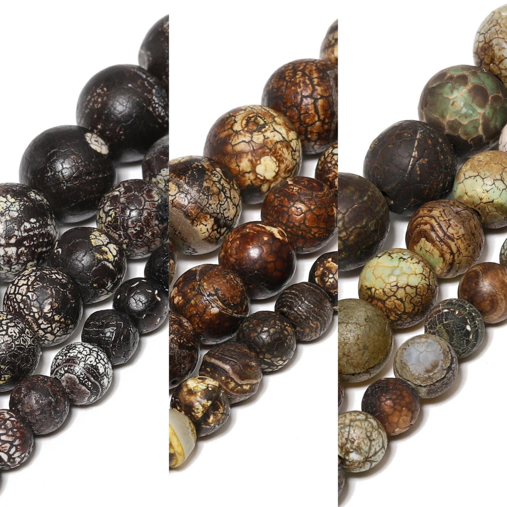 Stone Beads Round Black Brown Green Agate-Style for DIY Jewelry Making