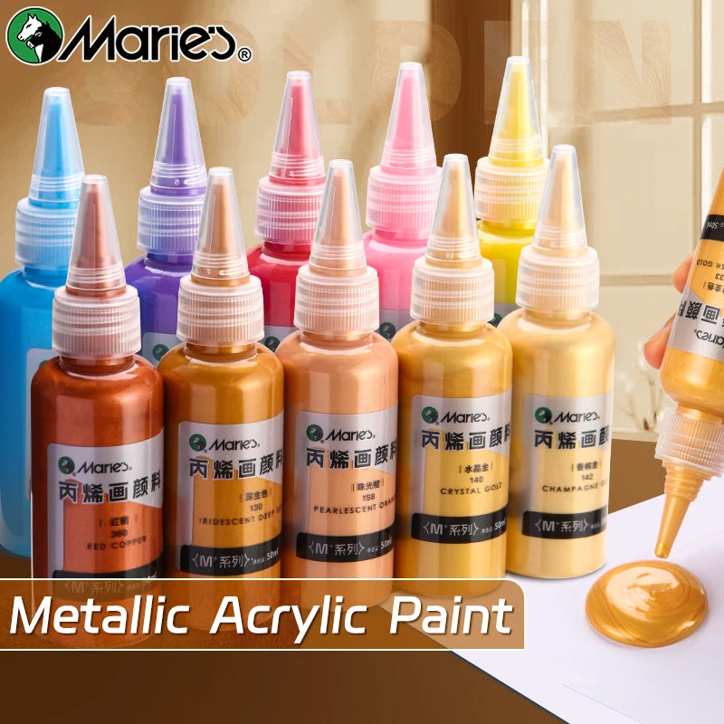 Marie's Metallic Acrylic Paint 50ml — Pearlescent & Shiny Pigments