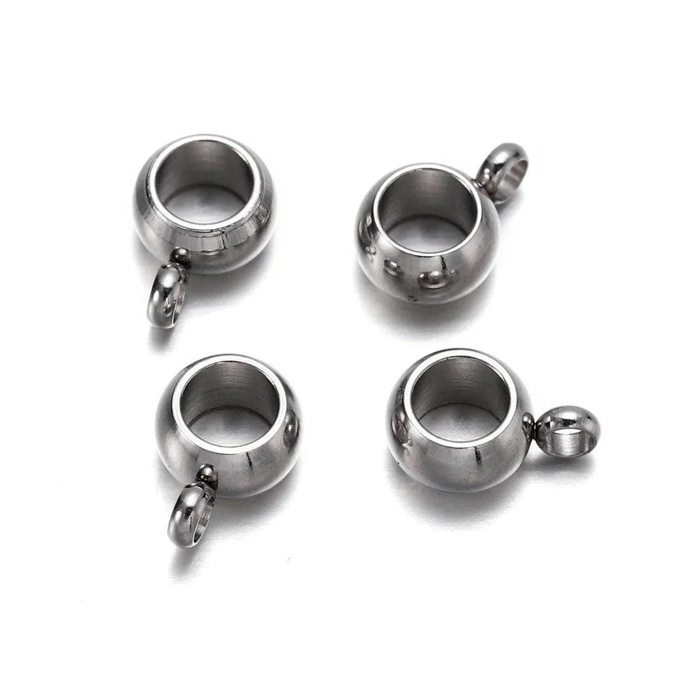 Bail Beads Stainless Steel Gold Color Large-Hole for DIY Jewelry Making