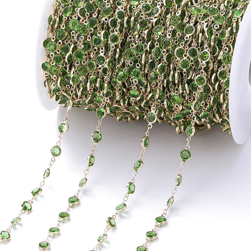 Metal Beads Colorful Crystal Beaded Chain Glass Necklace Chain Bracelet Supplies