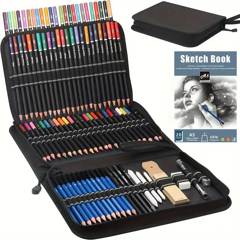 Drawing & Sketching Kit with Travel Case — 20 to 96 Pieces