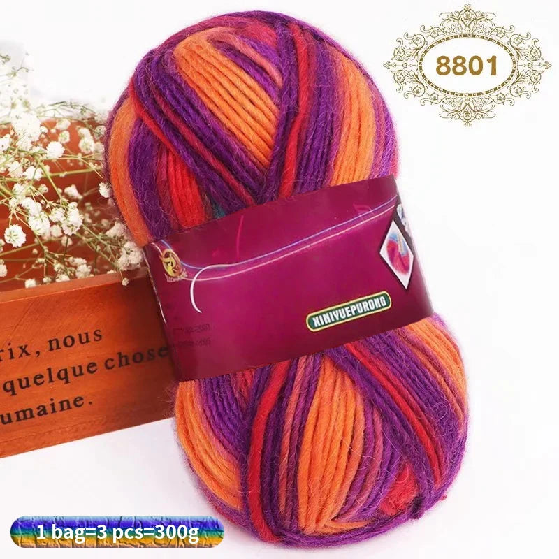 Yarn, Gradient Wool-Style Strands for Knitting Shawls, Hats & Craft Projects
