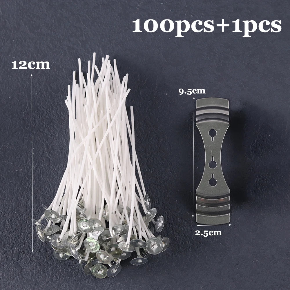 Candle Wicks Pre-Waxed Cotton Smokeless Metal Tab 1-8in DIY Candle Making