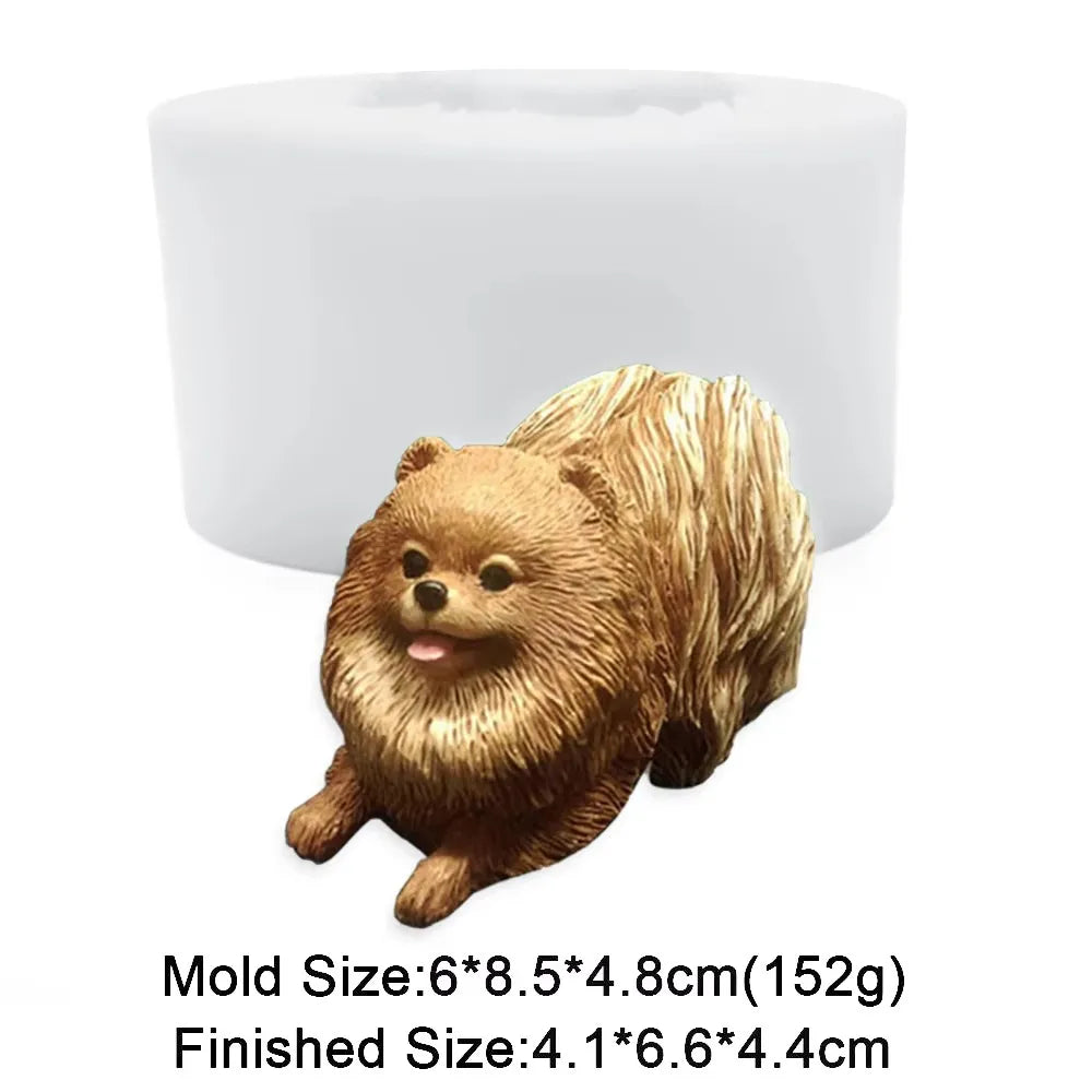3D Dog Shape Silicone Molds Big Pomeranian Shih Tzu Animal Candle