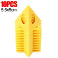 A stack of ten bright yellow plastic 3D printing filament guides or nozzles, shown on a plain white background with a red '10PCS' and '5.5x5cm' text overlay in the top left corner.