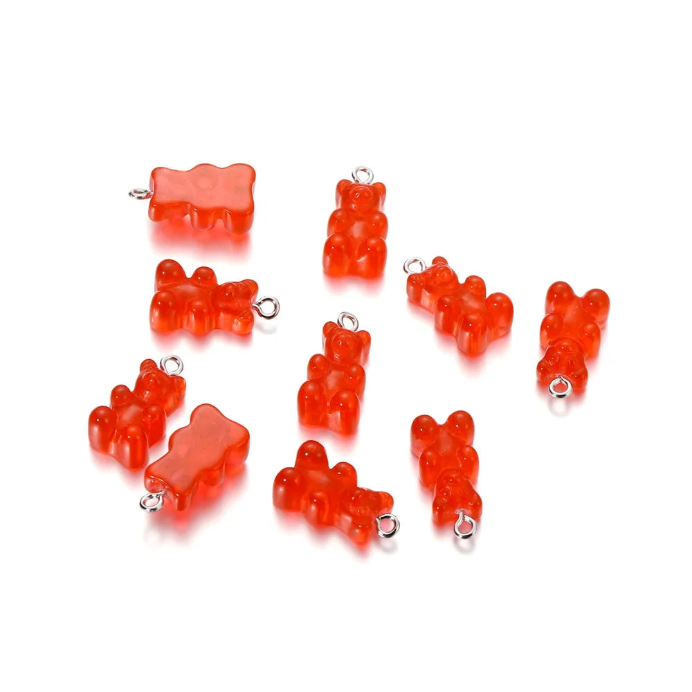Earring Components Candy Bear Pendant Charms Colorful Resin Bears Craft Supplies