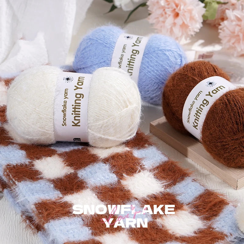 Yarn, Long-Pile Snowflake Texture for Shawls, Sweaters, Hats & Scarves
