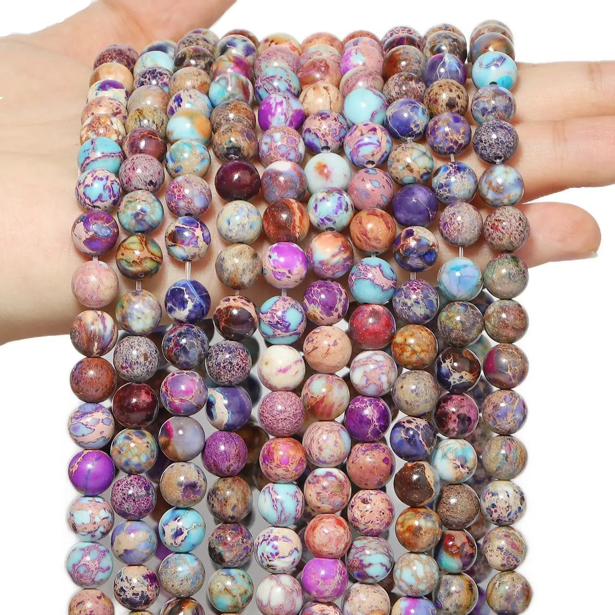 Stone Beads Colorful Sea Sediment Jasper-Style for DIY Jewelry Making
