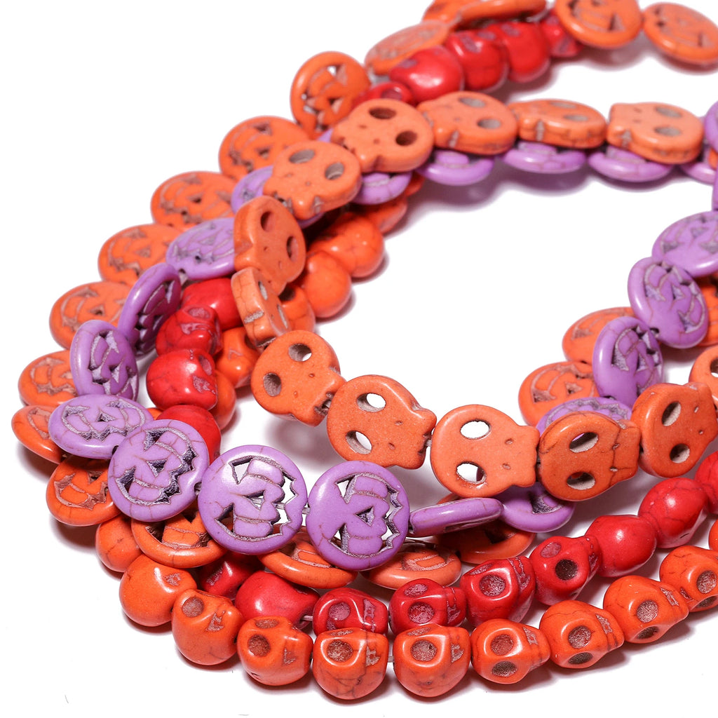 Stone Beads Halloween Pumpkin Skull Howlite Styles for DIY Jewelry Making