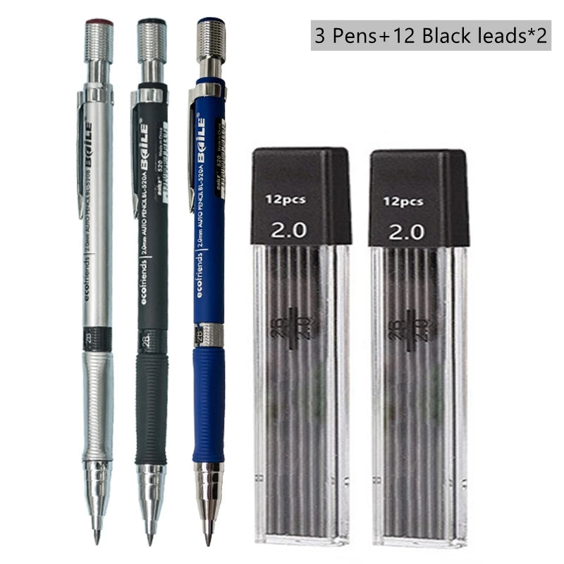 2.0mm Mechanical Pencil Set, 2B — Pencils & Lead Refills for Drawing & Sketching