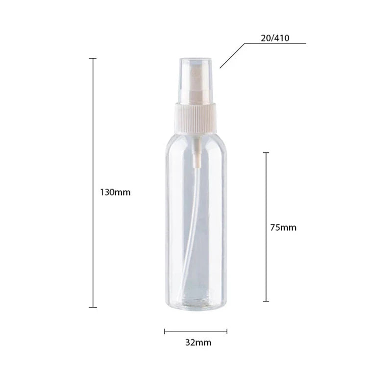 Spray bottle dimension diagram showing 5.12 in height and 1.26 in diameter (130 x 32 mm)