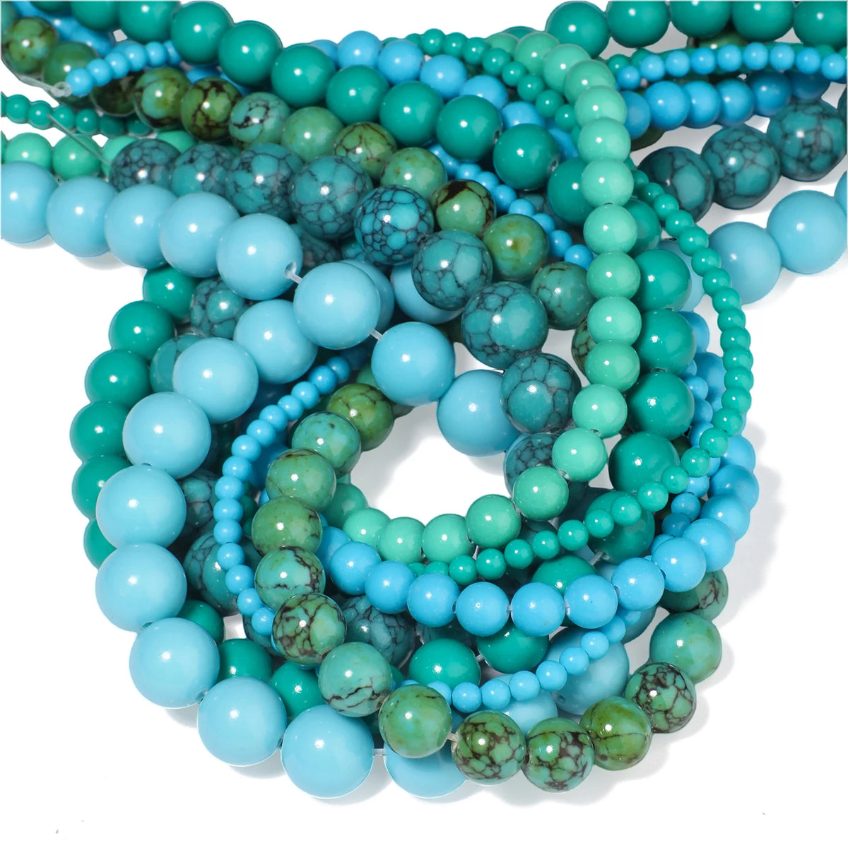 Stone Beads Blue Howlite-Style Smooth Round for DIY Jewelry Making Craft Beads