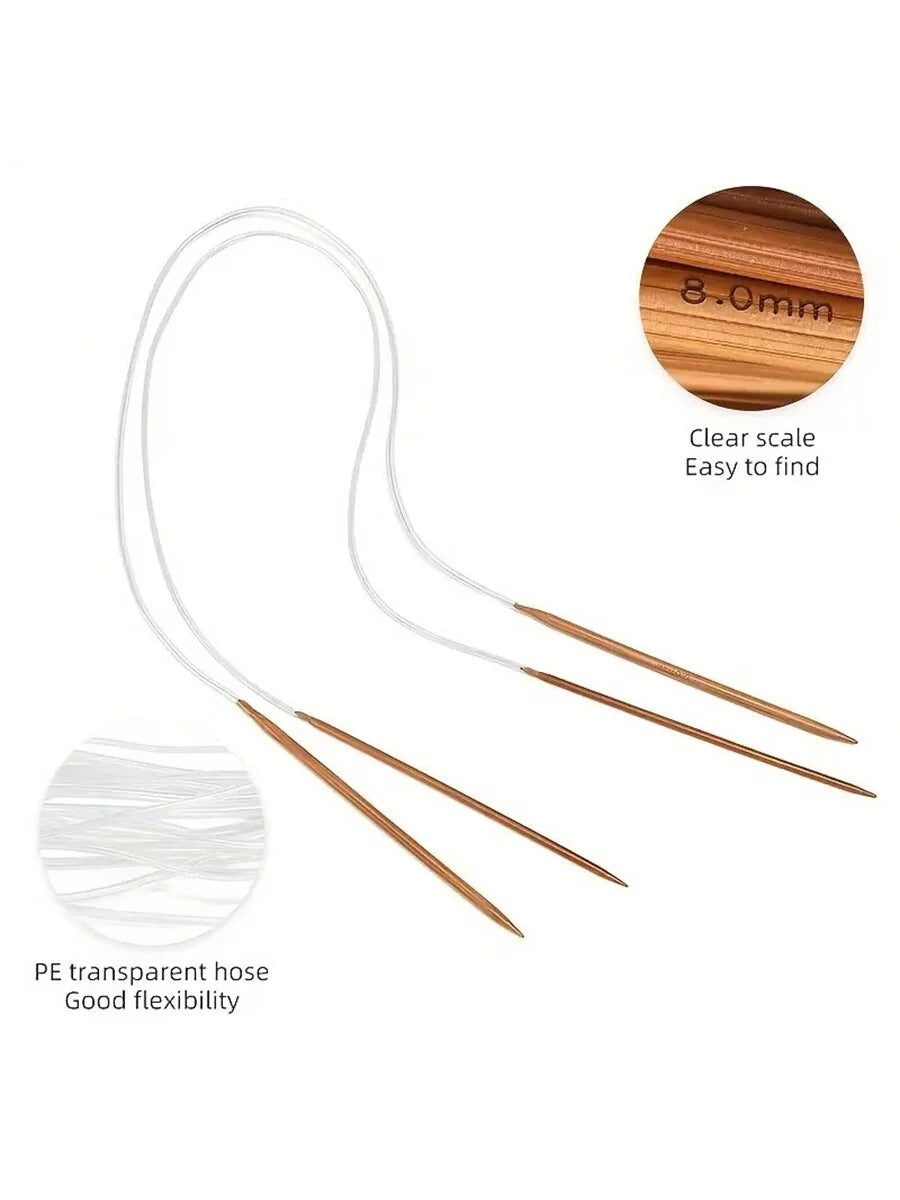 Knitting Needles, Wooden Circular for Handmade Sweaters, Scarves & Socks