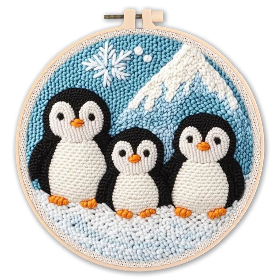 Punch Needle Kit, Animal Patterns with Hoop for Beginner Embroidery Crafts