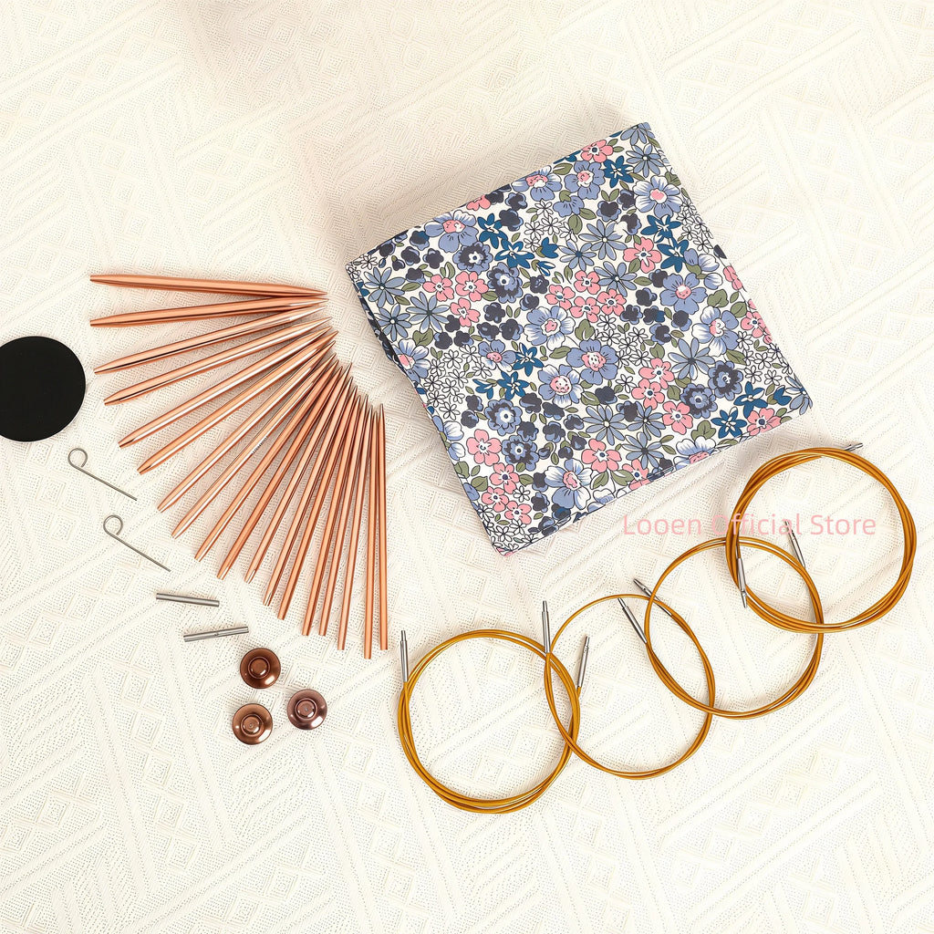 Knitting Needles, Interchangeable Aluminum Circular Set for Yarn Crafts