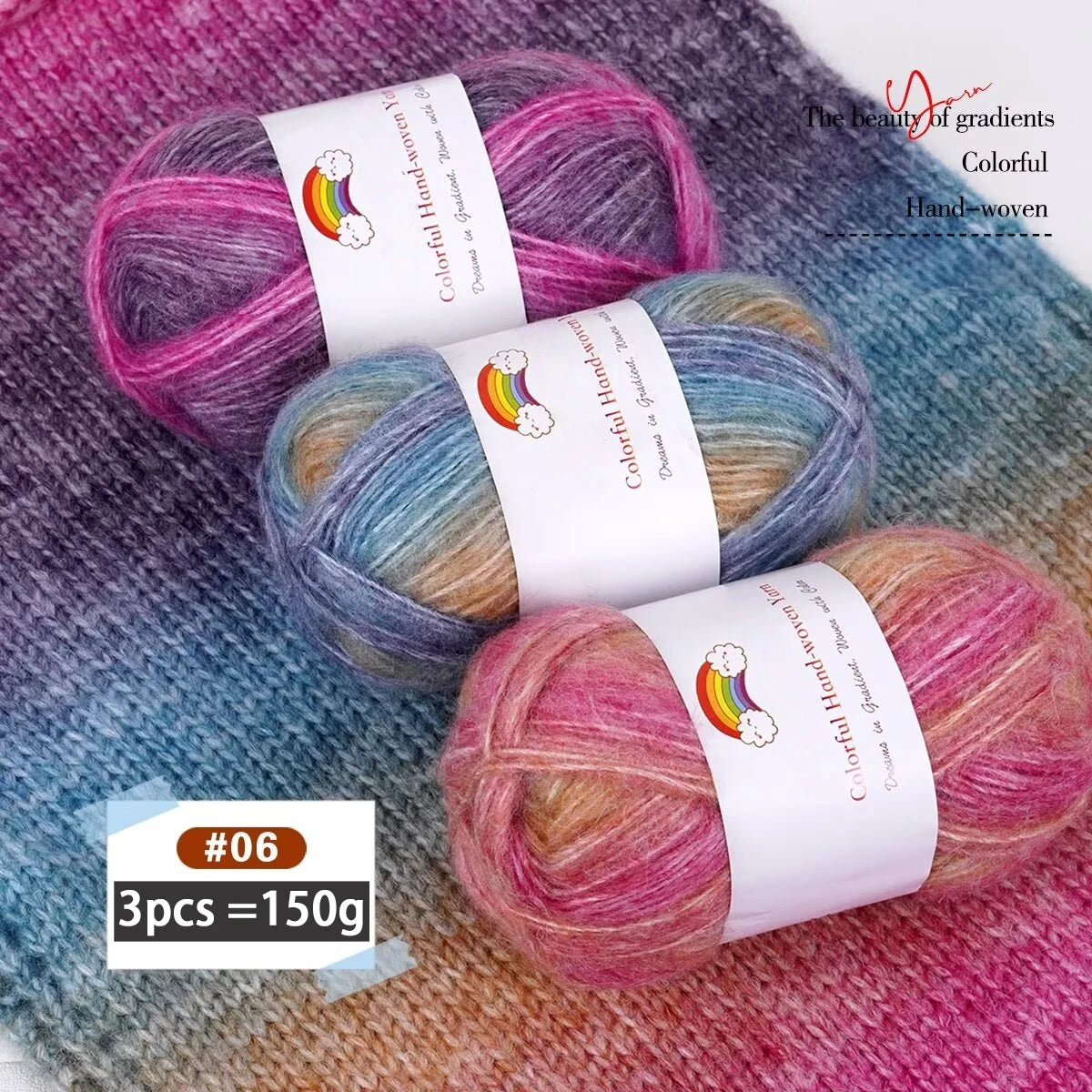 Yarn, Light Rainbow Gradient for Sweaters, Coats, Hats, Scarves & Shawls