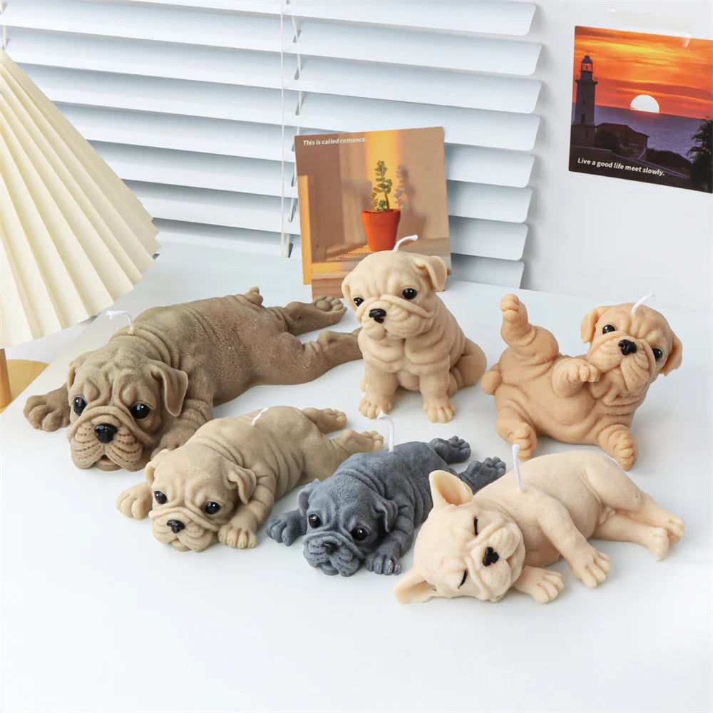 3D Dog Silicone Candle Molds Shar Pei Puppy Scented Plaster Soap Chocolate Cake Baking Fondant Moulds DIY Ainmal Making Mold