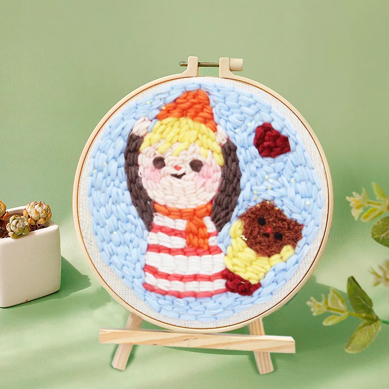 Punch Needle Kit, SDOYUNO Animal Hoop Art for Handmade Home Decor