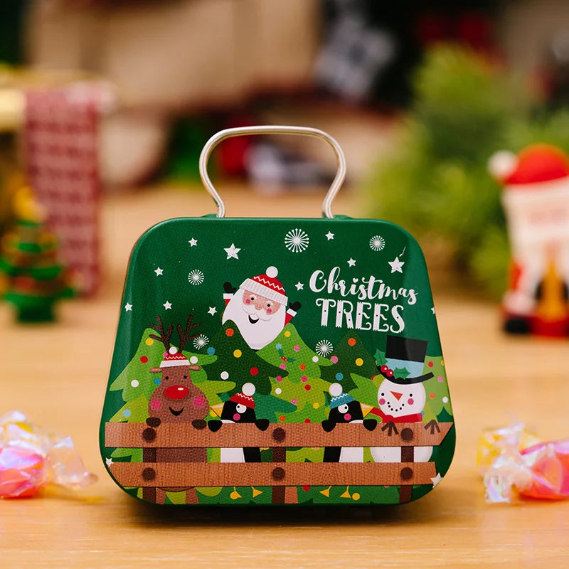 Christmas Decoration 2025 Metal Box Handbag Shape Tin Jar Jewelry Storage Case Kids Gift Can Storage Boxes 2026 Xms Party Decors