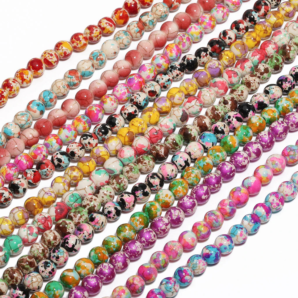 Stone Beads Colorful Round Howlite Turquoise Styles for DIY Jewelry Making