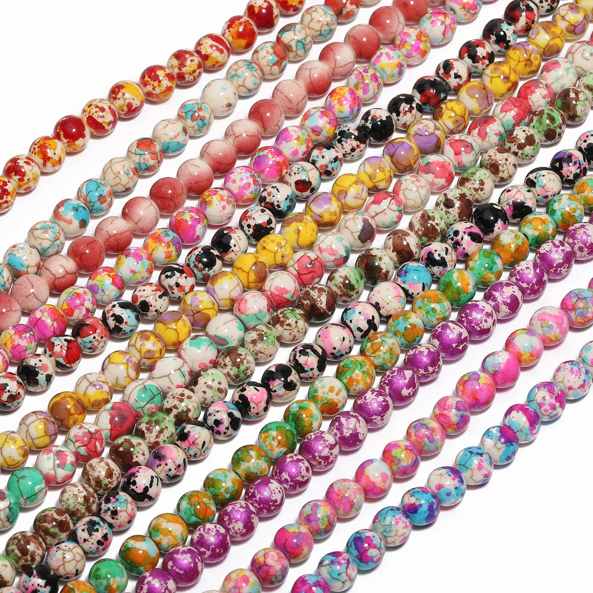 Stone Beads Colorful Round Howlite Turquoise Styles for DIY Jewelry Making