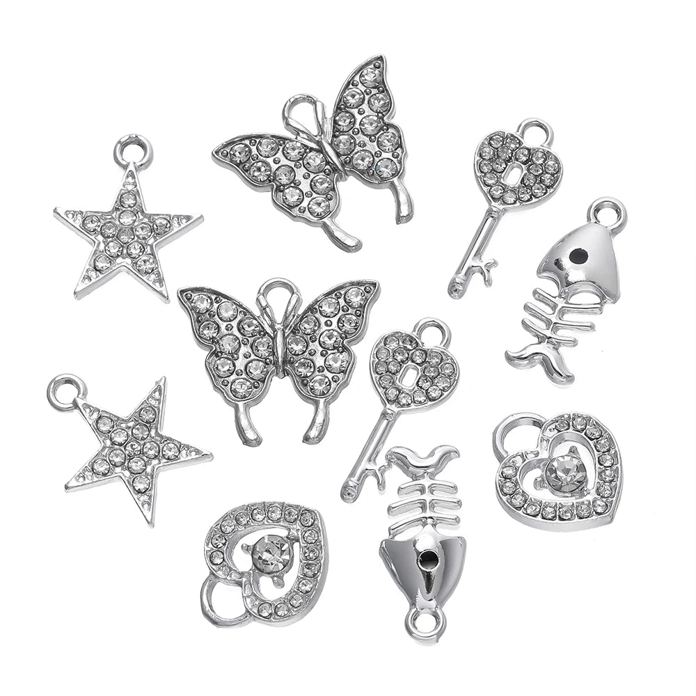 Earring Components Rhinestone Love Butterfly Alloy Pendants Stars Craft Supplies