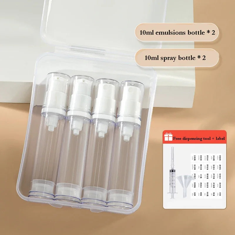 Airless Pump and Spray Bottle Set Empty Clear Travel Cosmetic Containers