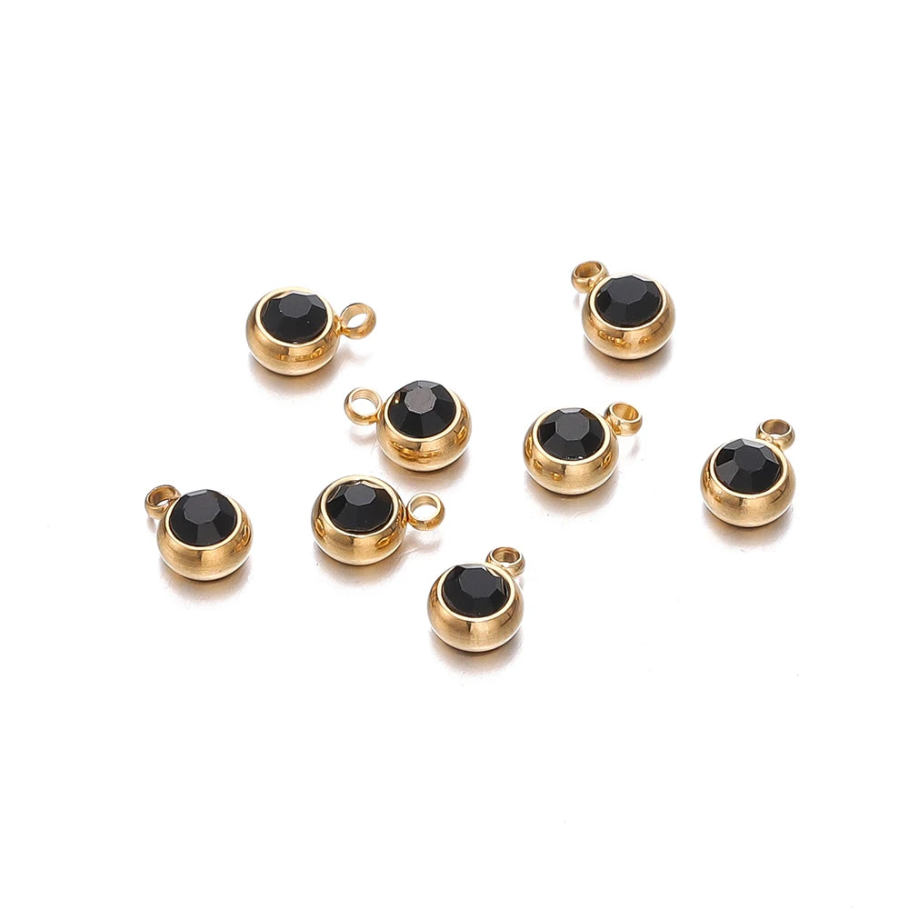 Metal Beads Stainless Steel Rhinestone Crystal Charms Pendants Bracelet Supplies