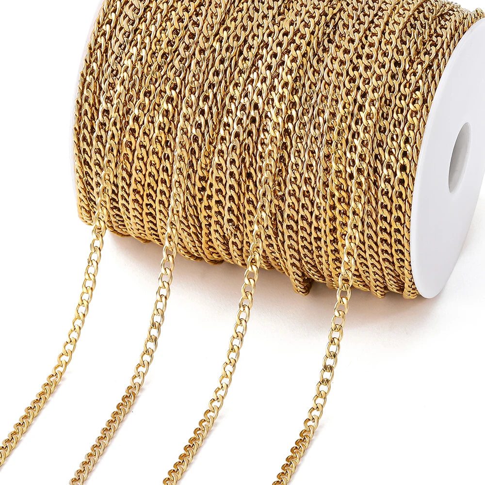 Jewelry Chains . Stainless Steel Curb Cuban Bulk Necklace DIY Jewelry Making