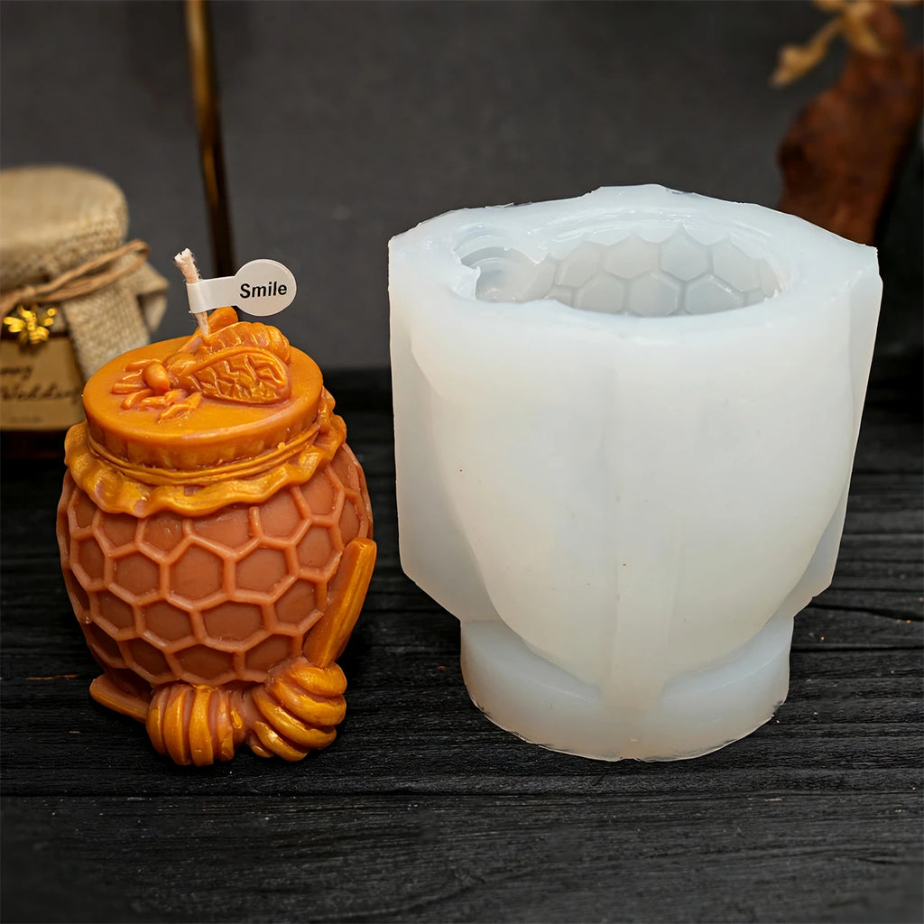 3D Bee Honeycomb Candle Mold DIY Embossed Beehive Pillar Scented Candle Plaster Mold Beehive Patterns Candle Making Tool