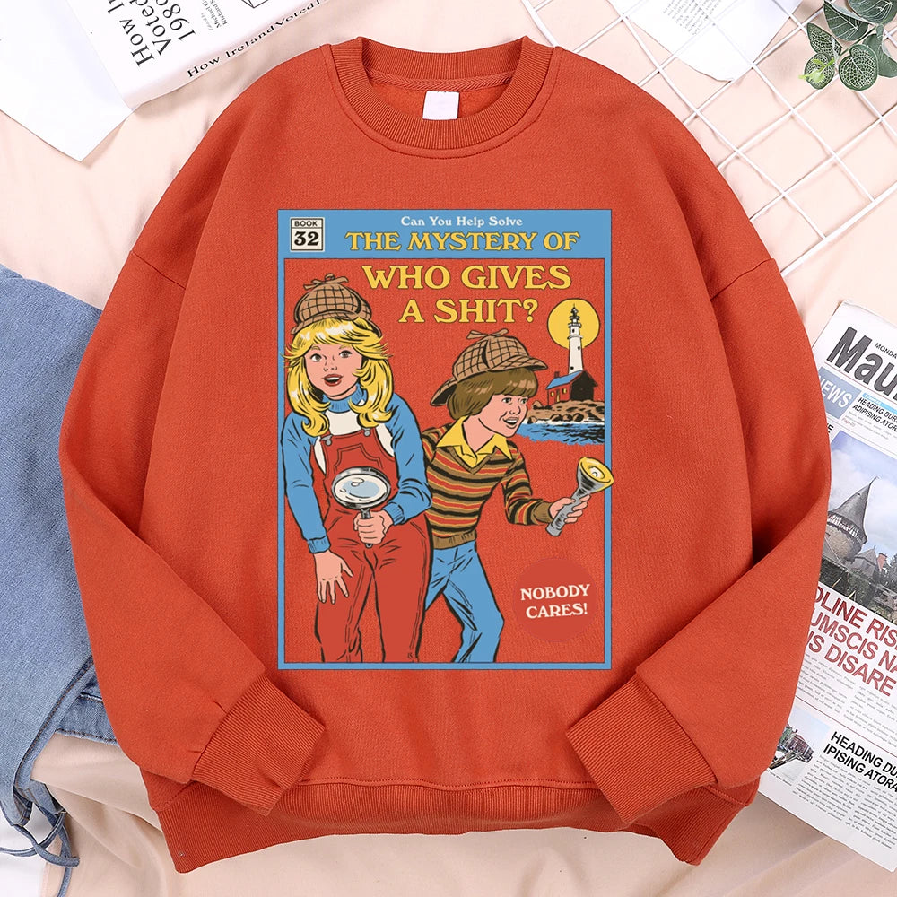 Sweatshirt Unisex Mystery of Who Gives a Sh*t Parody Fleece Crewneck Pullover