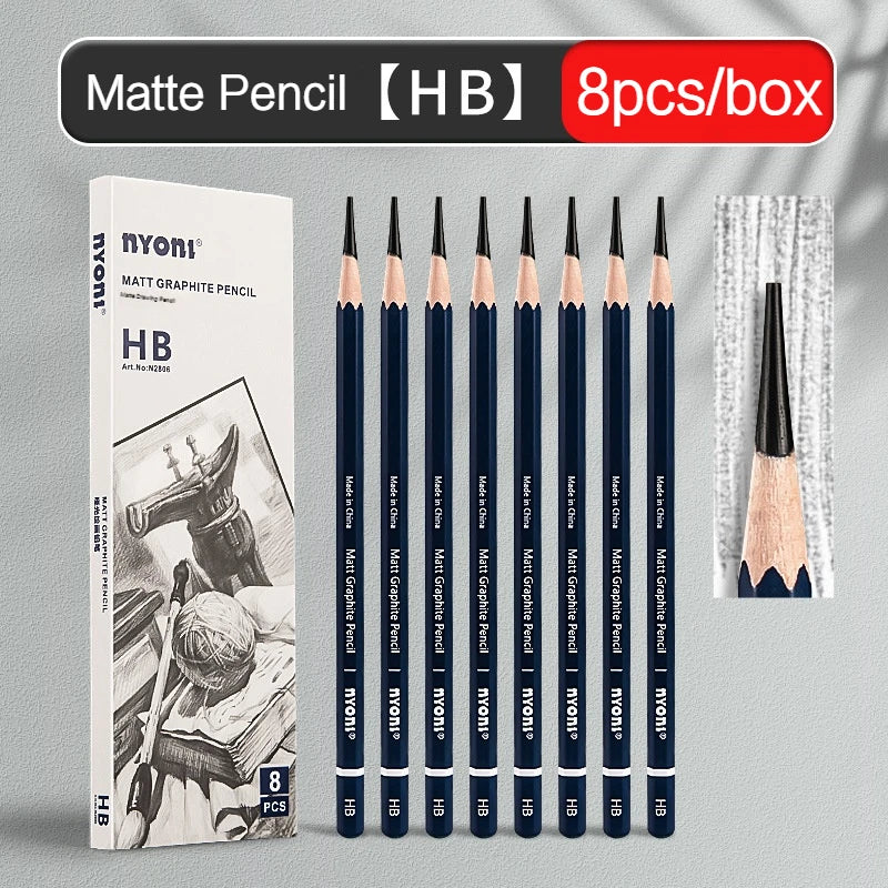 Graphite & Charcoal Pencils, NYONI — HB to 12B, Single-Grade & Mixed Sets