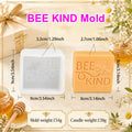 Bee Kind square mold and example casting diagram with separate dimensions and weights