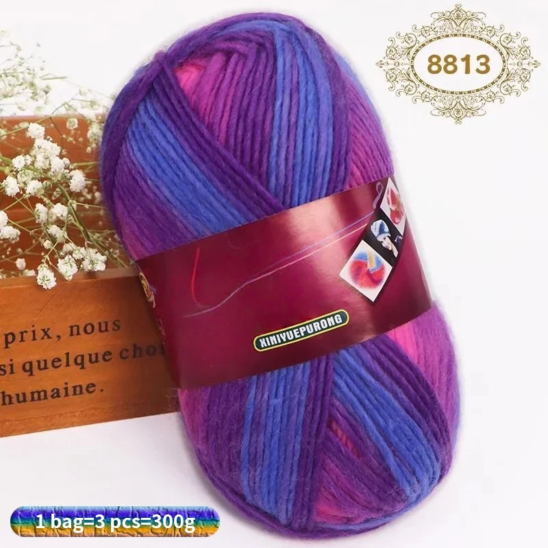 Yarn, Gradient Wool-Style Strands for Knitting Shawls, Hats & Craft Projects
