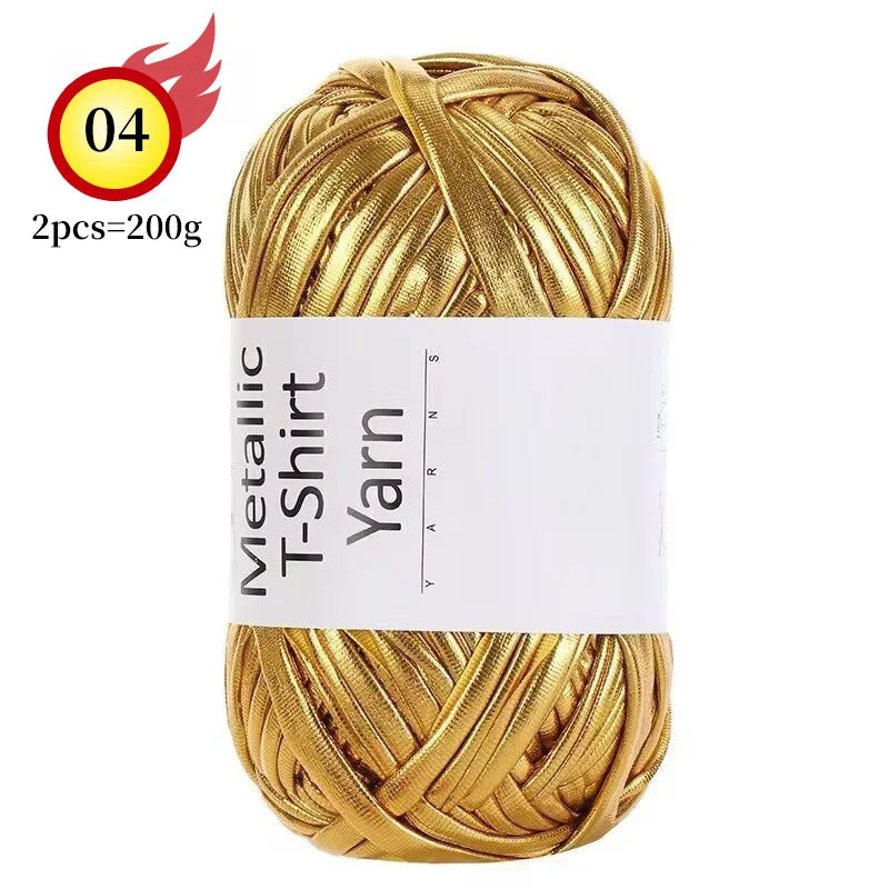 Yarn, Shiny Metallic Fabric for Crochet Bags, Cushions, Baskets & Crafts