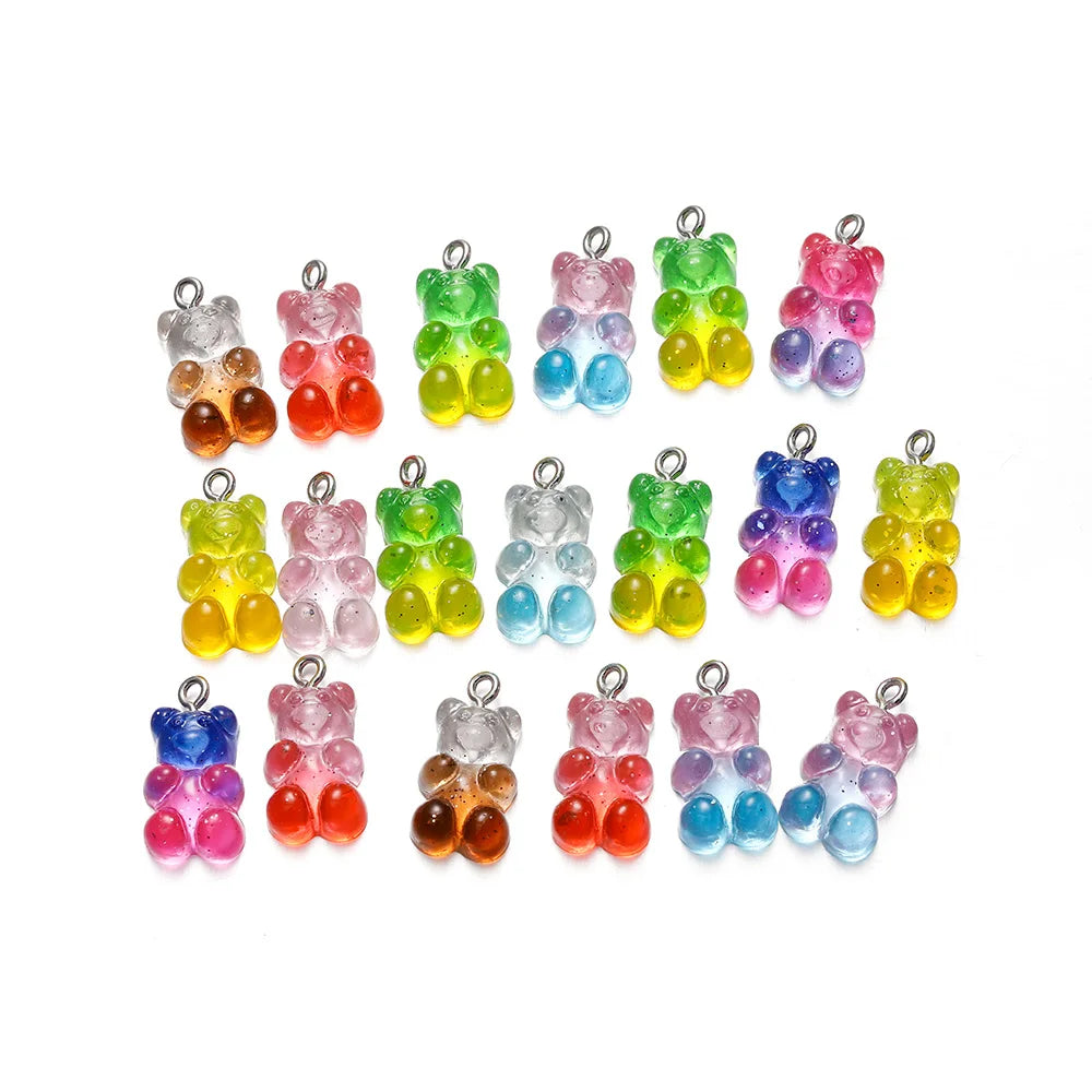 Earring Components Candy Bear Pendant Charms Colorful Resin Bears Craft Supplies