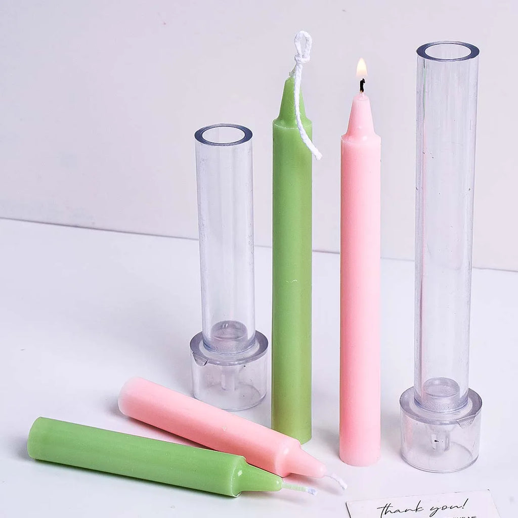 Stripe Cylindrical Rod Candle Mold DIY Dinner Ornaments Gear Peaked Aromath Candles Crafts Making Acrylic Plastic Molds Kit