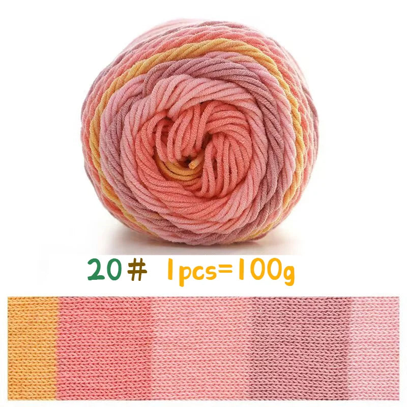 Yarn, Rainbow Variegated for Sweaters, Scarves, Blankets & Doll Crafts