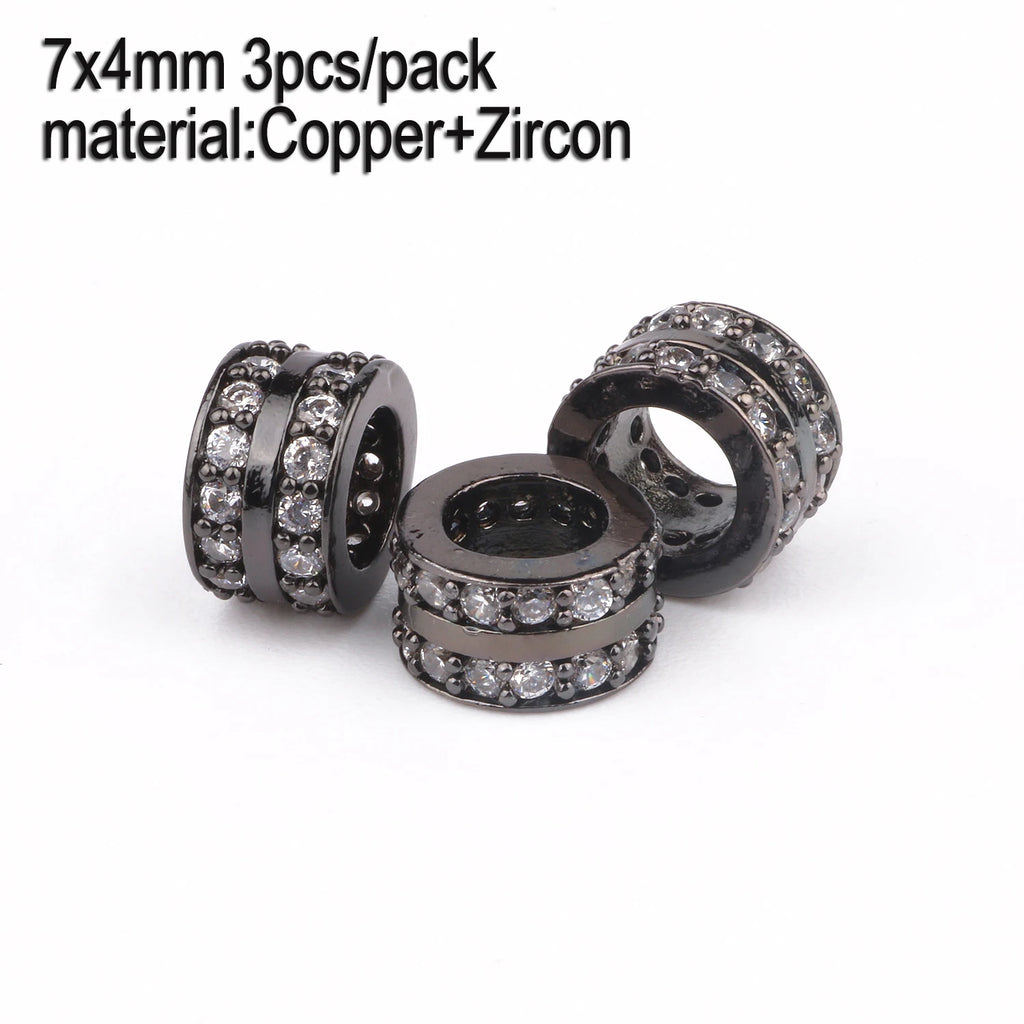 Metal Beads Copper CZ-Style Micro Pave Geometric for DIY Jewelry Making