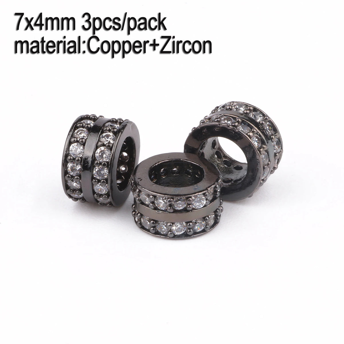 Metal Beads Copper CZ-Style Micro Pave Geometric for DIY Jewelry Making